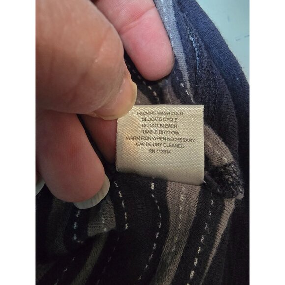 Billy Reid XL Navy Gray White Striped Cotton Crewneck Peru - Picture 7 of 9